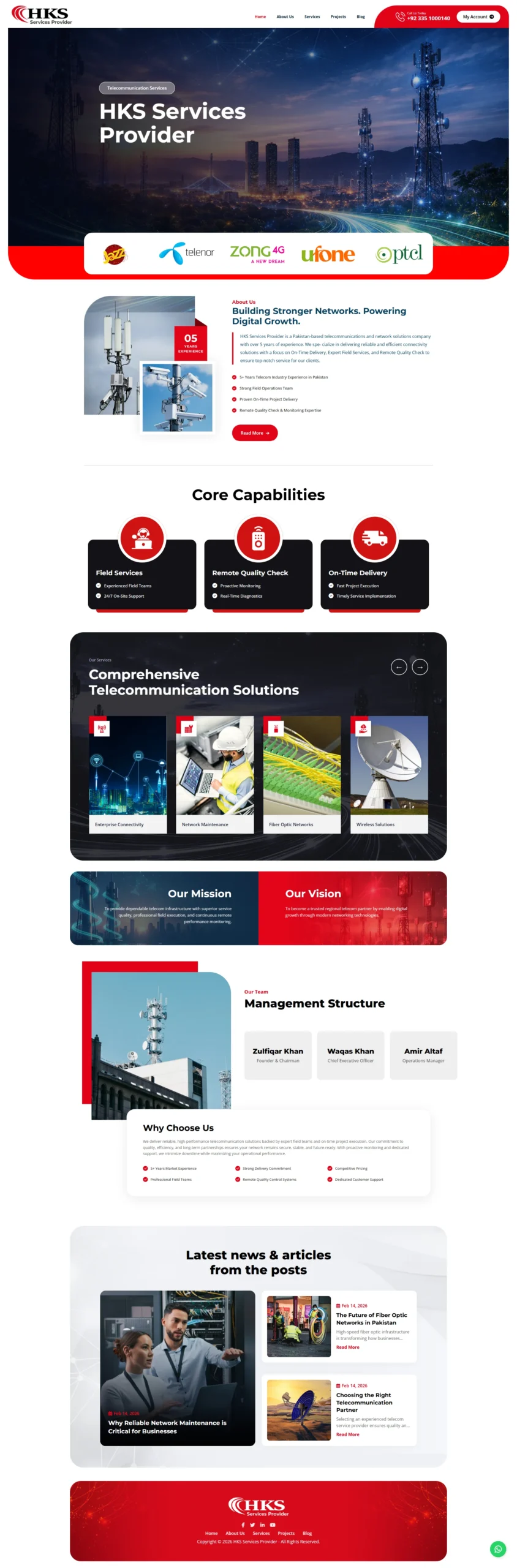 HKS Services Provider telecommunication company website