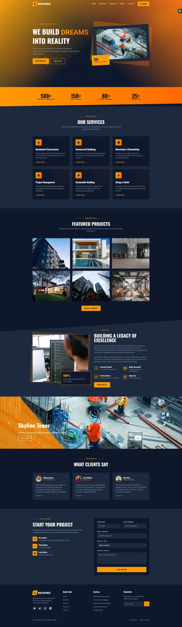 Construction company website built by Almirsa Marketing