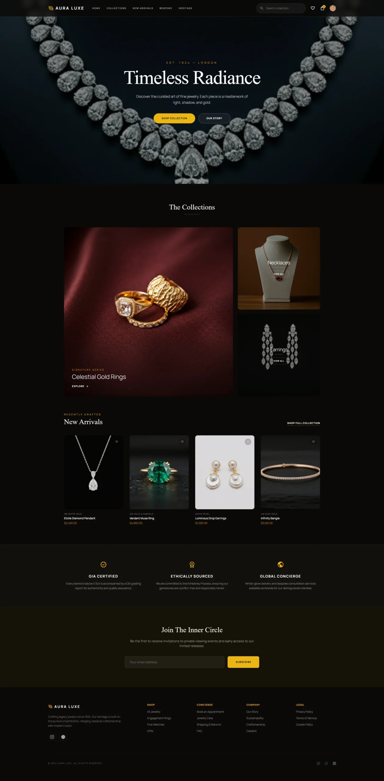 Fine jewelry ecommerce website built by Almirsa Marketing