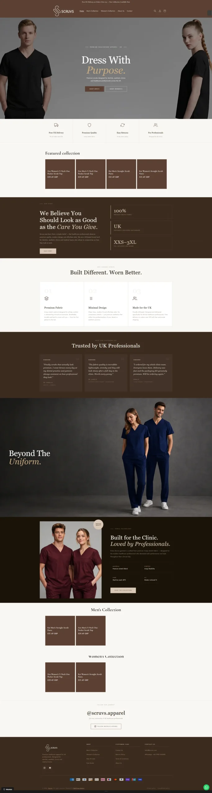Healthcare apparel Shopify store built by Almirsa Marketing