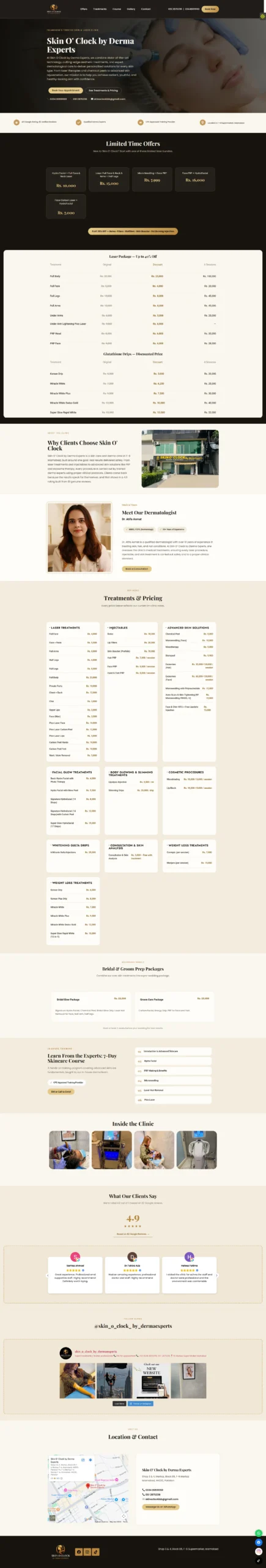 Dermatology clinic website built by Almirsa Marketing
